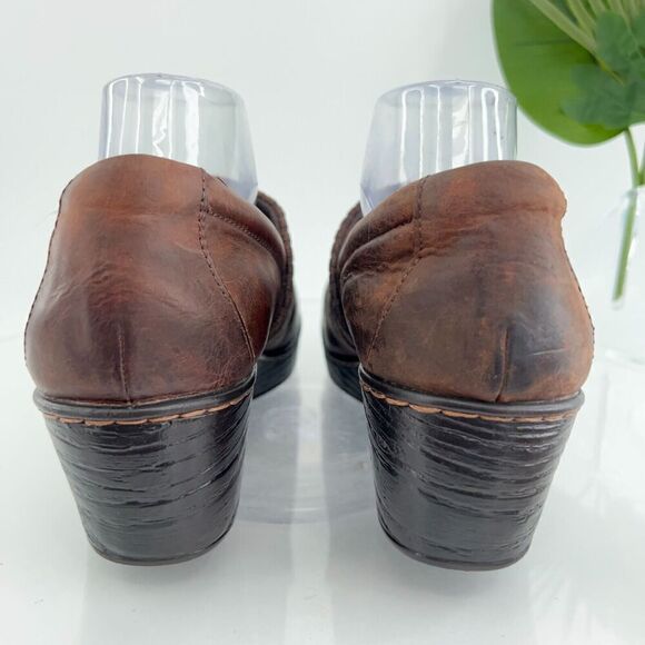 Born Womens Daphnes Clog Size 10 Brown Leather Wedge Heel Work Shoe Comfy - Picture 6 of 15